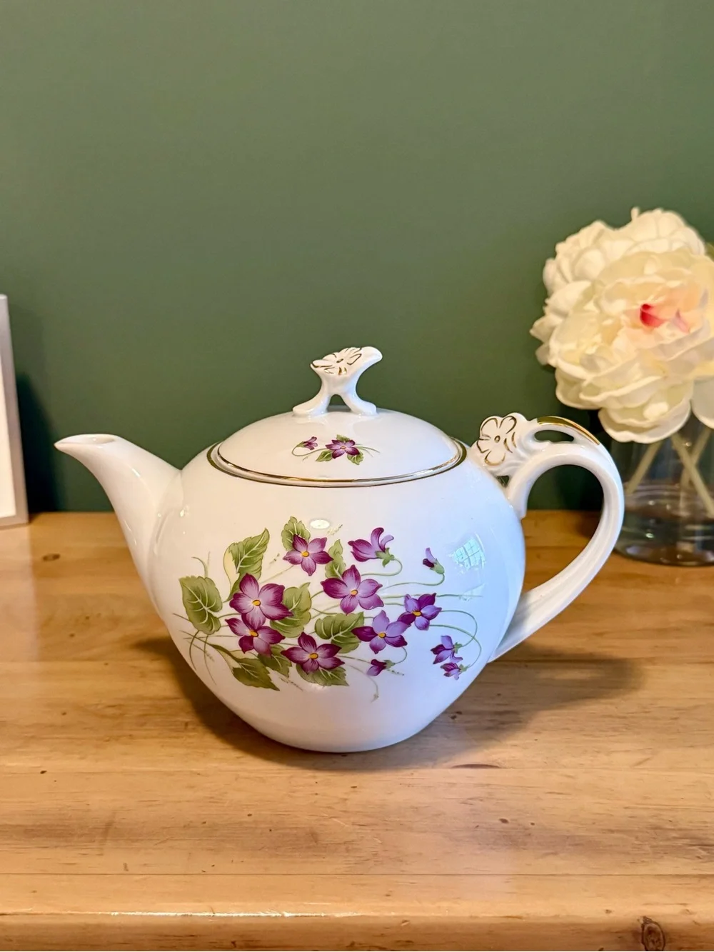 Vintage Bohemia Czechoslovakia Violet Floral Tea Set | 10 Pieces
